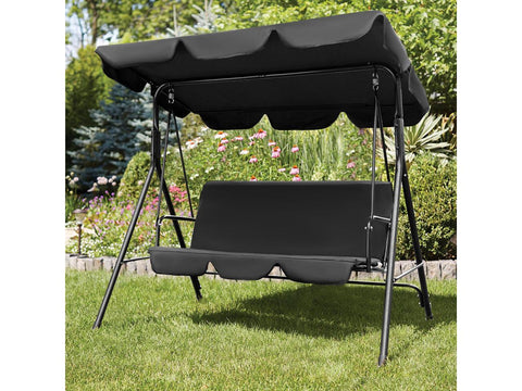 2-Person Outdoor Porch Swing Chair 3-Seat Patio Hanging Swing Glider with Converting Canopy