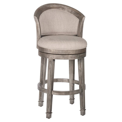 30" Upholstered Swivel Bar Stool in Distressed Gray