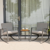 3-Piece Bistro Set Patio Oversize Rocking Chairs with Coffee Table