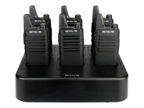 Retevis RT22 Walkie Talkies Rechargeable Hands Free 2 Way Radios Two-Way Radio(6 Pack) with 6 Way Multi Gang Charger