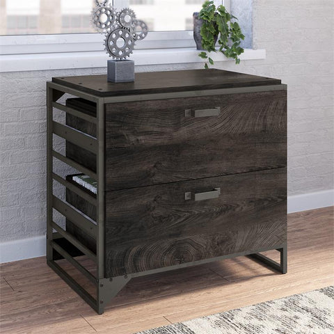 2 Drawer Lateral File Cabinet in Dark Gray Hickory - Engineered Wood