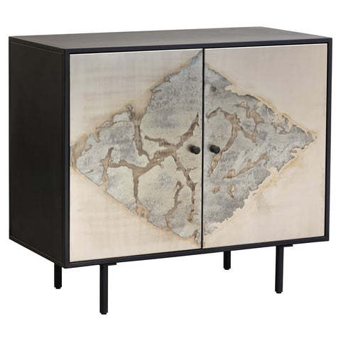 Sunpan Arlington 37" Modern Metal Small Sideboard with Iron Frame in Black