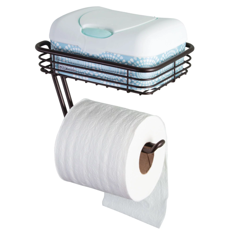 Bronze Wall-mounted Toilet Paper Holder with Shelf