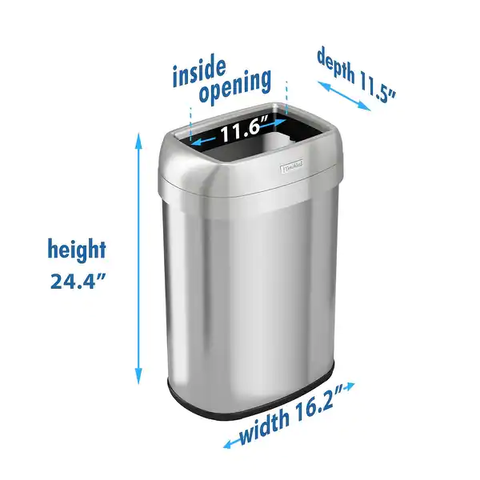 iTouchless 13 Gal. Oval Open Top Stainless Steel Trash Can