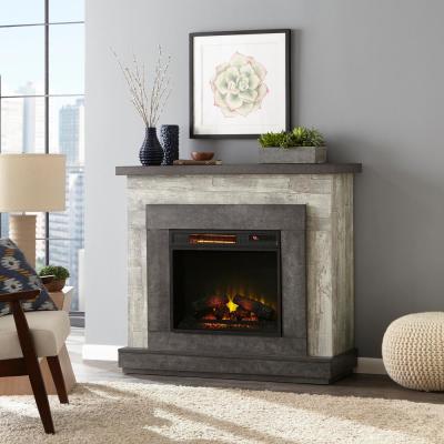 Wildercliff 45 in. Freestanding Wall Mantel Electric Fireplace in Driftwood