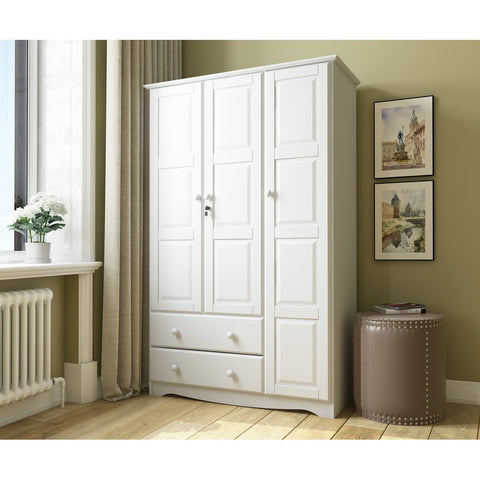 Copper Grove Caddo Grand Solid Wood 3-door Wardrobe - White