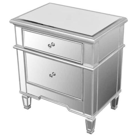 Fernando 2-Drawer 27 in. H x 24 in. W x 16 in. D Silver Mirrored Nightstand