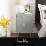 Nicole Miller Side Table Nightstand Persida Single Drawer/Door Acrylic Knob and Leg,