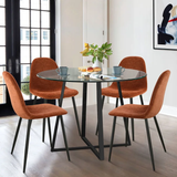 Seibold Luxury 5 Pieces Glass Round Dining Table Set