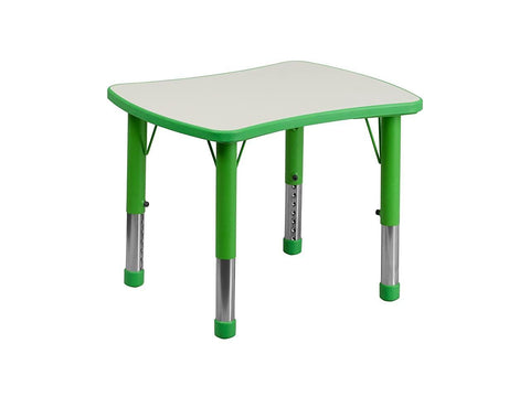 21.875W x 26.625L Rectangular Green Plastic Height Adjustable Activity Table with Grey Top