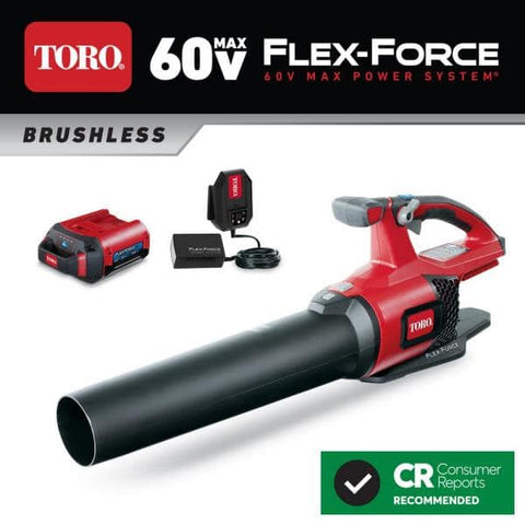 Toro-60-Volt Max Lithium-Ion Brushless Cordless 110 MPH 565 CFM Leaf Blower - 2.0 Ah Battery and Charger Included