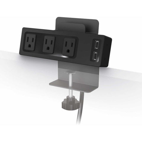 Balt® 66675 Desktop Clamp-on AC Power Outlet and 2.1A USB Charging Hub with Tablet Stand