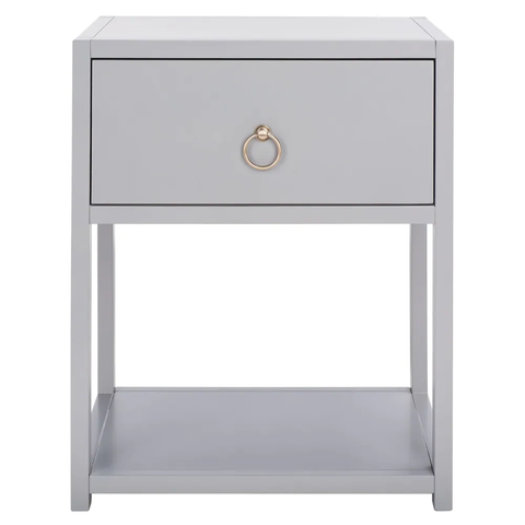SAFAVIEH Yudi 1-Drawer 1-Shelf Accent Table Nightstand. - Grey