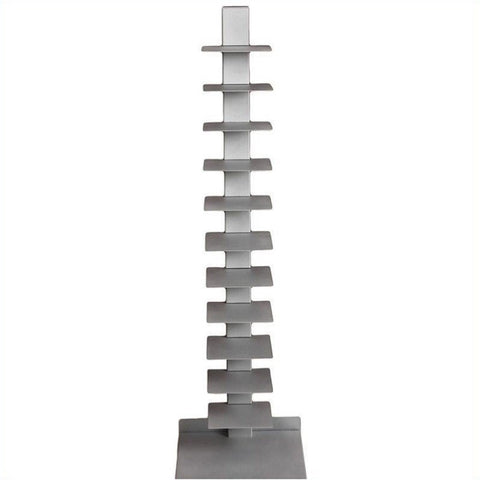11 Shelf Book Tower in Painted Silver
