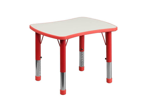 21W x 26 L Rectangular Red Plastic Height Adjustable Activity Table with Grey Top