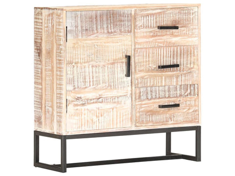 vidaXL Solid Acacia Wood Sideboard White Wooden Storage Cabinet Kitchen Buffet