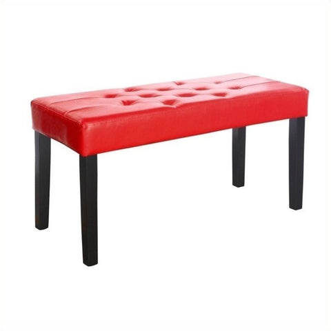Faux Leather Bench in Red
