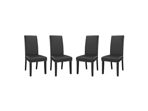 Parcel Dining Side Chair Vinyl Set of 4 - Black