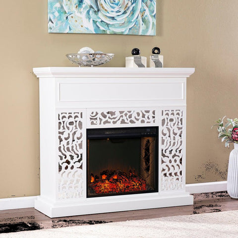 Silver Orchid Westmont Contemporary White Wood Alexa Smart Fireplace