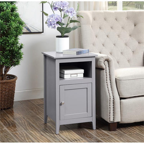 Storage Cabinet End Table with Shelf in Gray Wood Finish