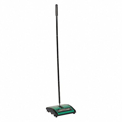 Stick Sweeper: 9 1/2 in Cleaning Path Wd, Manual, Dual Brush, Plastic, Rubber