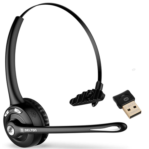 Delton Wireless Computer Headset with Mic | On-Ear Bluetooth Headphone with Microphone for Laptop, Call Center, Truck Driver, Work-From-Home