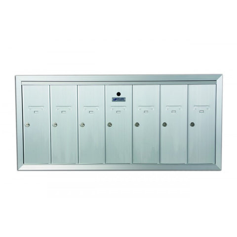 Recessed Vertical 1250 Series, 7 Door Mailbox, Anodized Aluminum