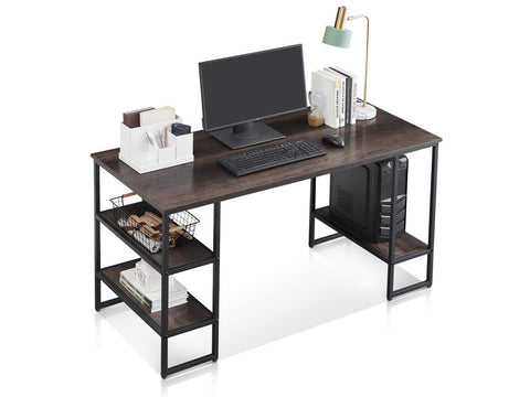 Office Desk with Shelves, Computer Desk for Large Space