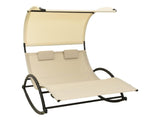 Double Sun Lounger with Canopy Textilene