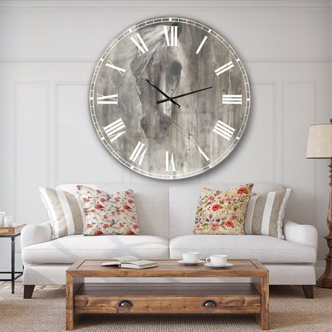 Designart 'Farmhouse Horse' Modern Farmhouse Large Wall CLock - 23 in. wide x 23 in. high