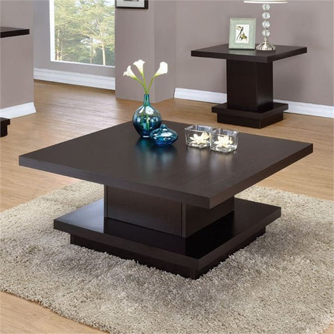 Square Pedestal Storage Coffee Table in Cappuccino