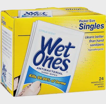 wet ones  Antibacterial Hand Wipes pocket size singles -24 individually