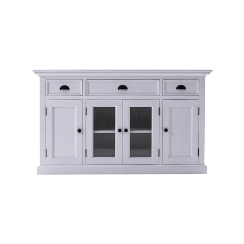Halifax Mahogany Wood Buffet with 4 Doors 3 Drawers in White
