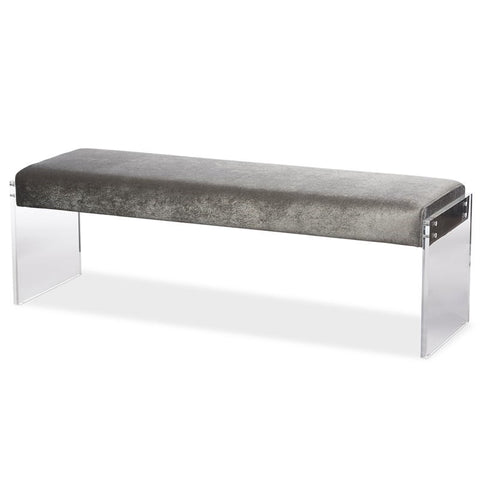 Upholstered Bedroom Bench in Gray