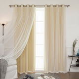 Aurora Home Mix & Match Blackout Tulle Lace Bronze Grommet 4 Piece Curtain Panel Set - 52"W x 84"L