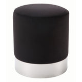 Inspired Home Sadie Velvet Ottoman Round with Metal Base