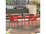 LeisureMod Devon Tree Design Glass Top Aluminum Base Indoor Outdoor Bistro Dining Table