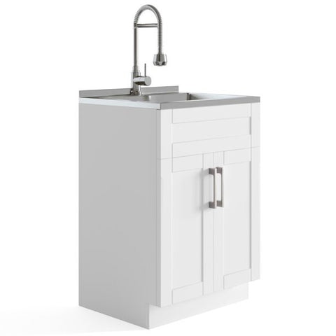 Simpli Home Hennessy 24" Laundry Sink Cabinet in White