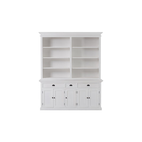 Halifax Mahogany Wood Hutch Cabinet with 5 Doors 3 Drawers in White
