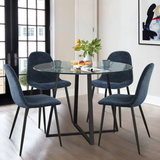 Seibold Luxury 5 Pieces Glass Round Dining Table Set