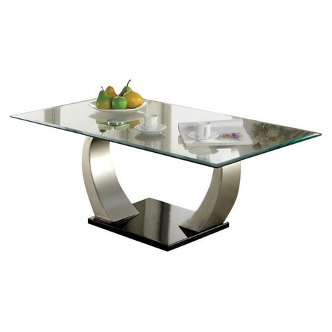 Navarre Stainless Steel Coffee Table Satin Plated and Black
