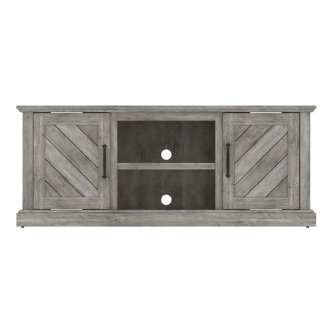 TV Stand for TVs up to 60 inches Screen Size with Open Center Compartment and Side Cabinets in Valley Pine