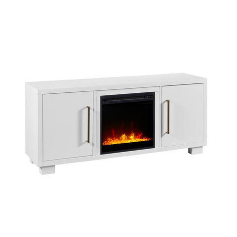 Shelby TV Stand Electric Fireplace in White