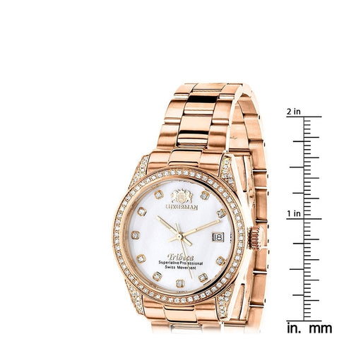Luxurman Women's Rose Gold Plated 11/2Ct TDW Diamond Tribeca Watch