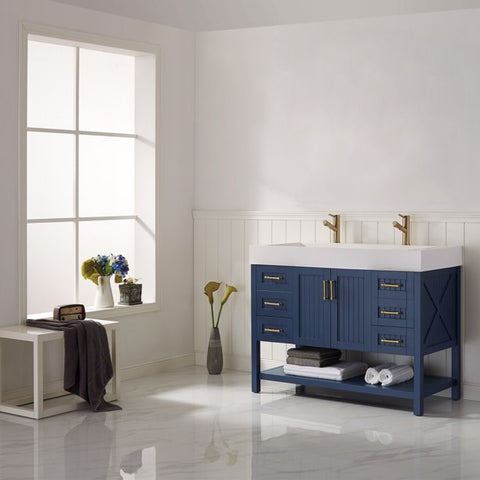 Vinnova Pavia 48 in. Single Vanity in Blue with Acrylic Drop-in Sink