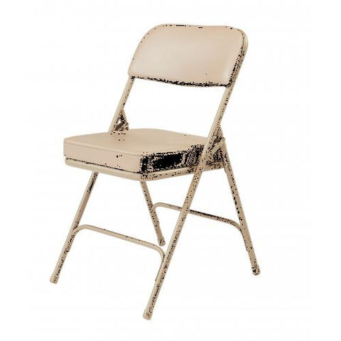 National Public Seating NPS 3200 Series Premium 2 Vinyl Upholstered Double Hinge Folding Chair, Beige, Pack of 2