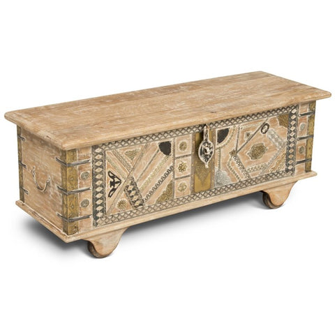 Storage Trunk Coffee Table in White Lime Wash