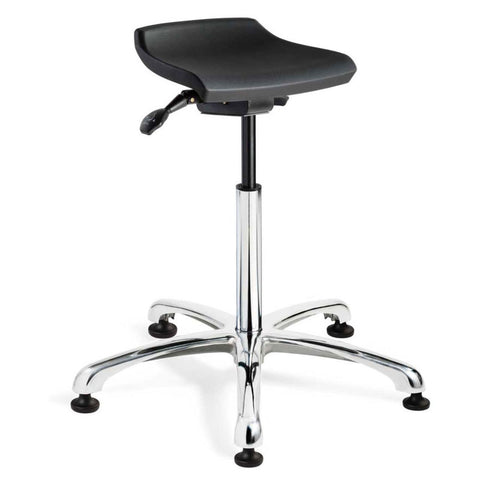 Bevco Sit Stand Stool D3555 - Polyurethane - Black with Aluminum Base