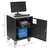 Mobile Powered Audio Visual Cart w/ Lockable Cabinet, 40AH Battery