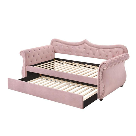 Adkins Daybed and Trundle in Pink Velvet